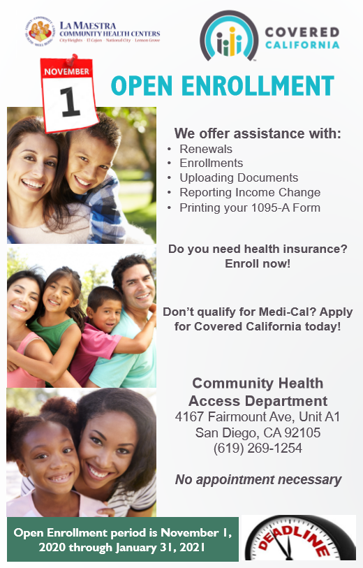 Covered California Open Enrollment LA MAESTRA COMMUNITY HEALTH CENTERS